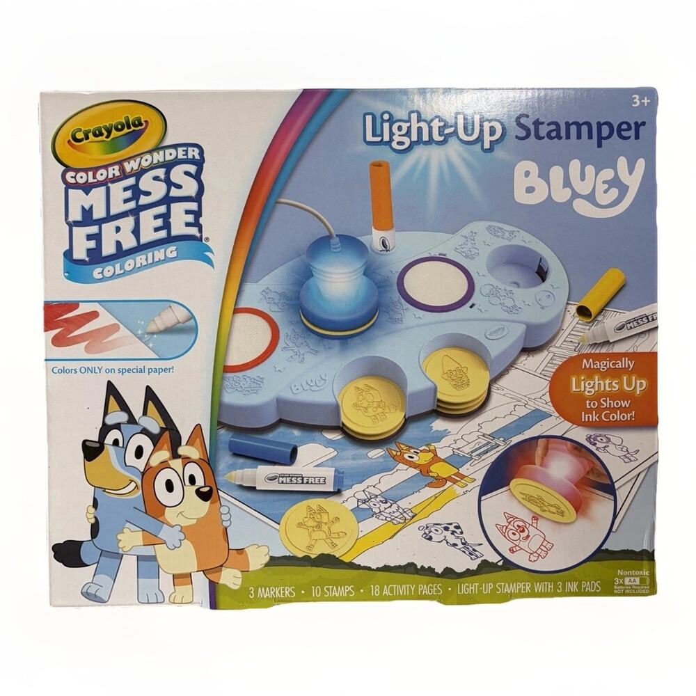 Crayola Color Wonder Bluey Light Up Stamper Set Mess Free Kids Activity Toy NEW